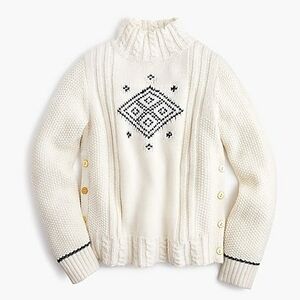Cream Knit Sweater with Black Pattern